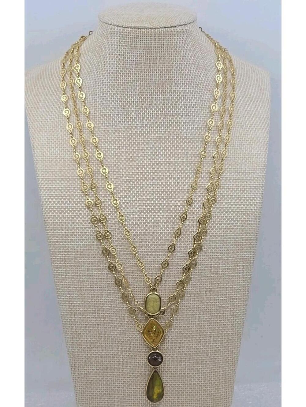 Designer Veronese Fancy Tiered Genstone Necklace QVC 21"-24"